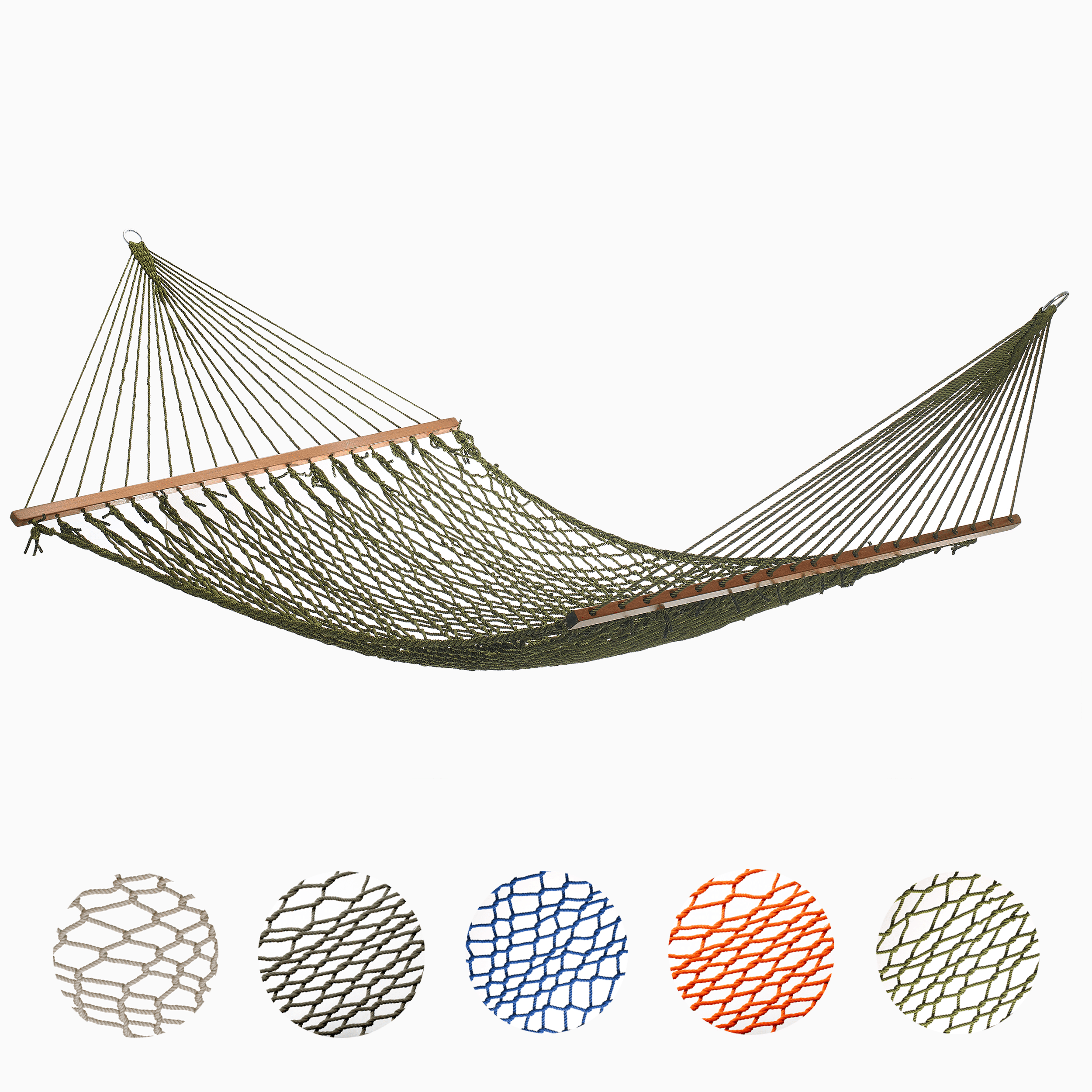 Fab Habitat Rope Recycled Polyester Hammock - Miami - Green - Indoor/Outdoor, Quick Dry, 2 Person 400 lbs Capacity - Patio, Poolside, Backyard, Garden, Beach, Balcony - 12-14 ft Adjustable