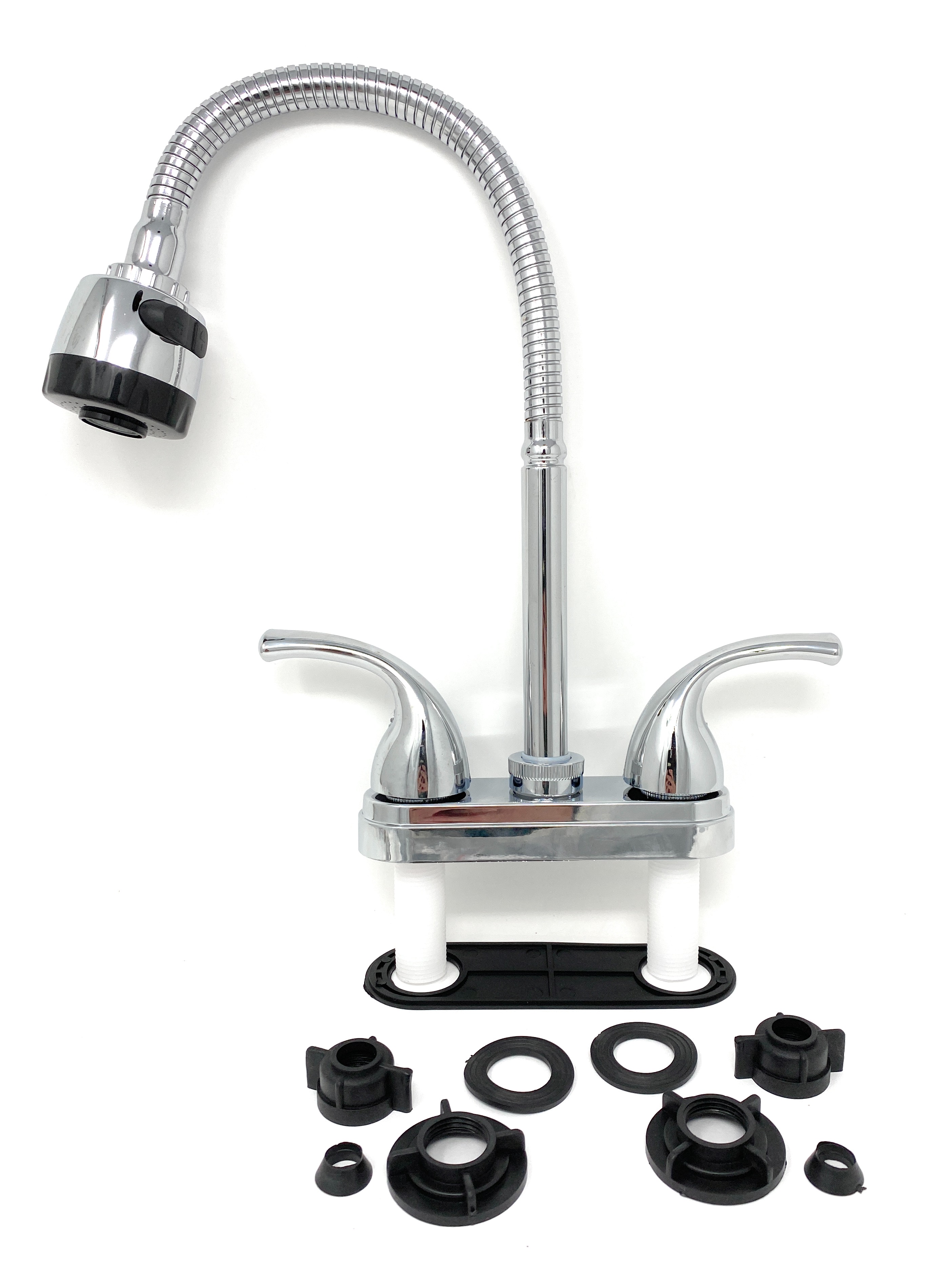 Bathroom Faucet with Flexible Spout for Office RV Motorhome, Plastic Body Chrome Finish 4" Center by MADOL