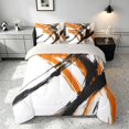thumbnail image 3 of Manfei Abstract Brushstroke Twin Bedding, Watercolor Art Bedding Comforter Set, Orange, Black and White, Gray Reversible 7 Pieces, 3 of 6