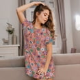 thumbnail image 3 of Naloa Color Flowers Print Women Nightgowns,Womens Loungewear,Short Sleeve Sleepwear,Comfy Ladies Nightdress, 3 of 6