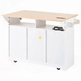 thumbnail image 4 of [Spacious & Foldable] Kitchen Island with 2 Drop Leaves & Charging Station, 4 of 26