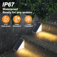 thumbnail image 3 of 6 luces solares para escalones IP67, impermeables, para exteriores, iluminación de escaleras, lámpara de pared de seguridad, color blanco cálido para jardín, decoración navideña, 3 of 8