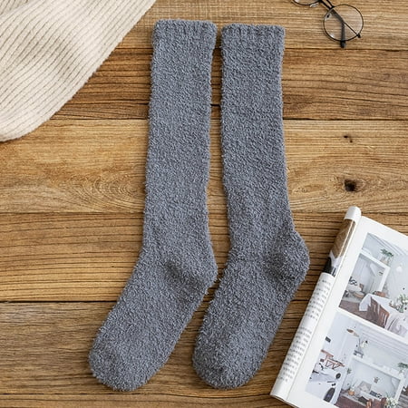 

XMMSWDLA Socks Deals Clearance Winter Women Coral Fleece Socks Middle Tube Sleeping Home Solid Calf Socks