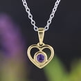 thumbnail image 3 of Dazzlingrock Collection Round Amethyst Solitaire Heart Pendant for Women with 18 Inch Silver Chain in 10K Yellow Gold, 3 of 6