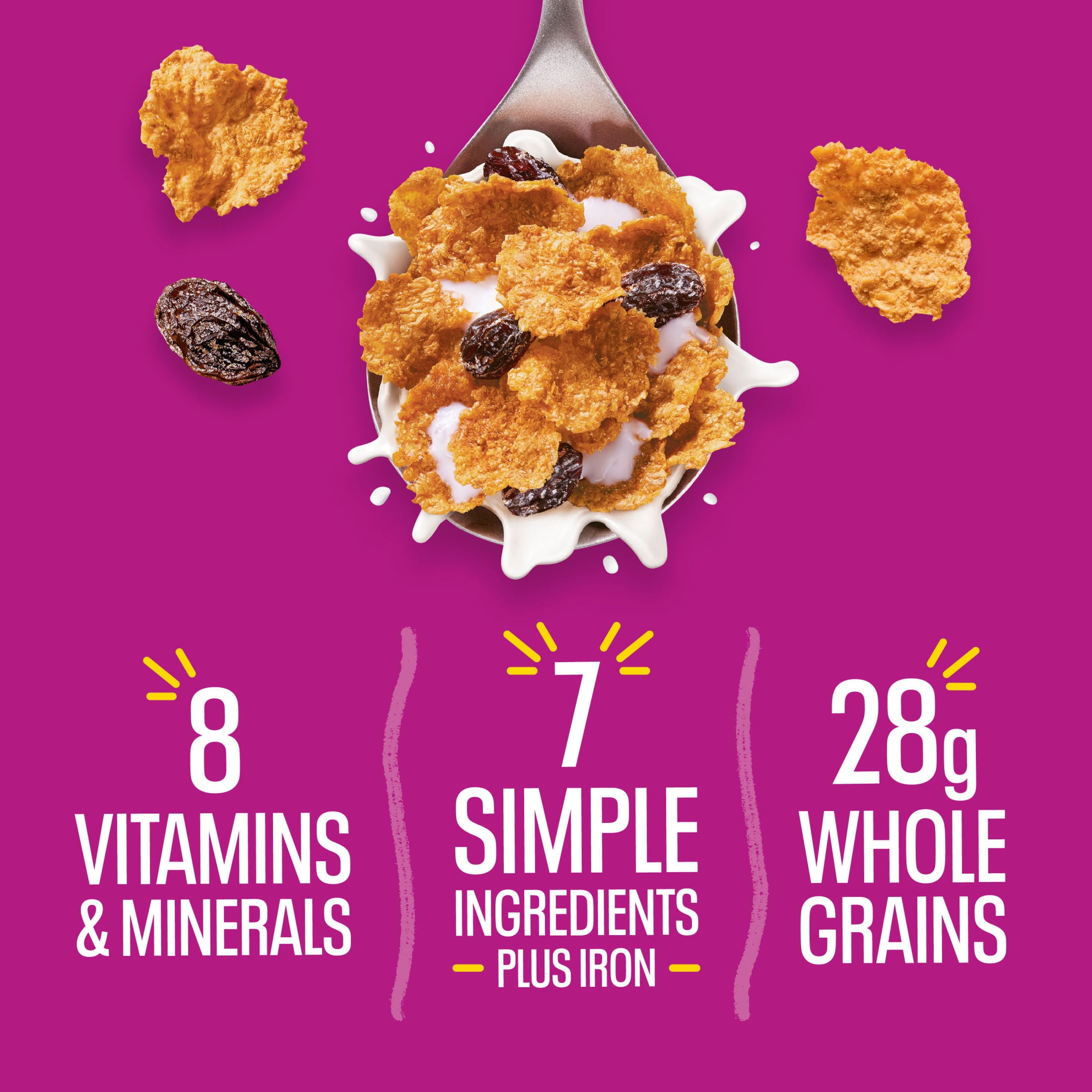 (8 pack) Kellogg’s Raisin Bran Breakfast Cereal, High Fiber, 28g Whole Grain, Mega Size, 29.5 oz