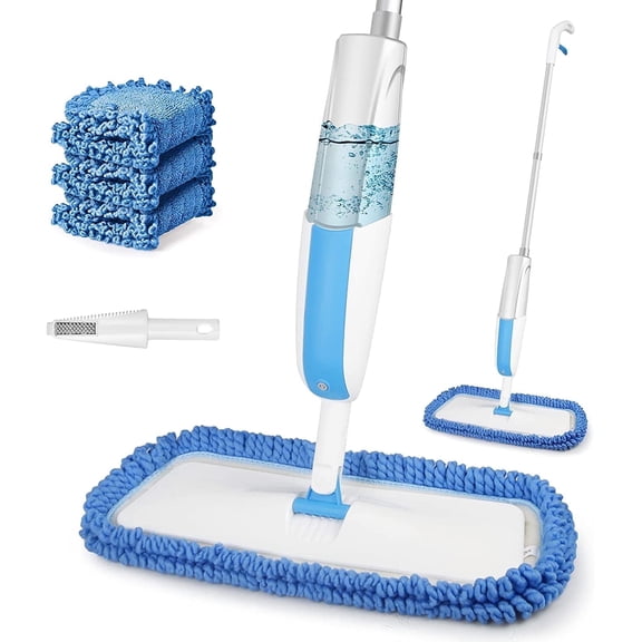 BCOOSS Microfiber Spray Mop for Floor Cleaning with 3 Washable Pads 410ml Refillable Bottle