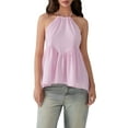 thumbnail image 1 of FOCUSNORM Débardeurs de Mode d'Été Femmes Sans Manches Dos Ouvert Licol Cou Rayé Peplum Tops, 1 of 9