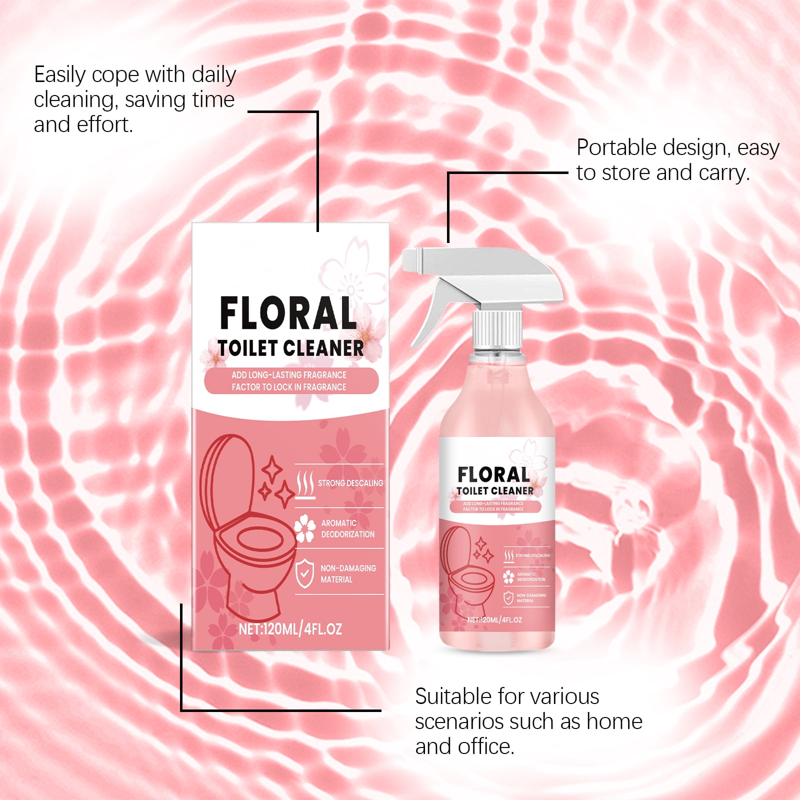 Alvantor Toilet Cleaner Spray Floral Scent Bathroom Deodorizer Stain Remover Long Lasting Fresh Fragrance, 4fl.oz
