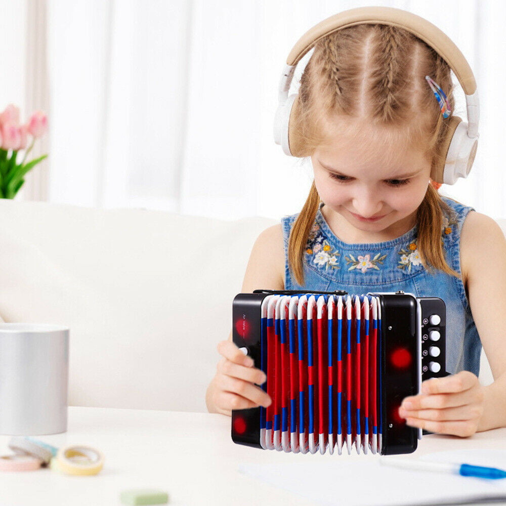 Early Learning Eduction Instrument Music Toy for Begginers 3 Air Valves FunnyGoo Oostifun Children's Kids' Button Accordion Toy Keyboard Instruments with 7 Treble Keys Hand Strap Purple