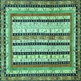 thumbnail image 1 of Ahgly Company Machine Washable Indoor Square Abstract Turquoise Blue Modern Area Rugs, 3' Square, 1 of 4