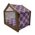 thumbnail image 2 of Purple Mandala Pet House, Vintage Beauty Boho Round Motif Art Inspiration Design, Outdoor & Indoor Portable Dog Kennel with Pillow and Cover, 5 Sizes, Black Redwood Violet, by Ambesonne, 2 of 5