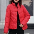 thumbnail image 2 of Hueook Womens Fleece Jacket Womens Coats and Jackets Women's Casual Colored Long-sleeved Capless Jacket Red 2X, 2 of 6