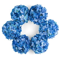 Silk Hydrangea Artificial Flowers Heads with Stems for Wedding Home Decor Pack of 6 (Purple)