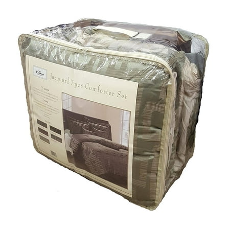 Jocelyn 7-Piece Sage Green & Gold Jacquard Printed Comforter Set OVERSTOCK SALE - (462) King ...