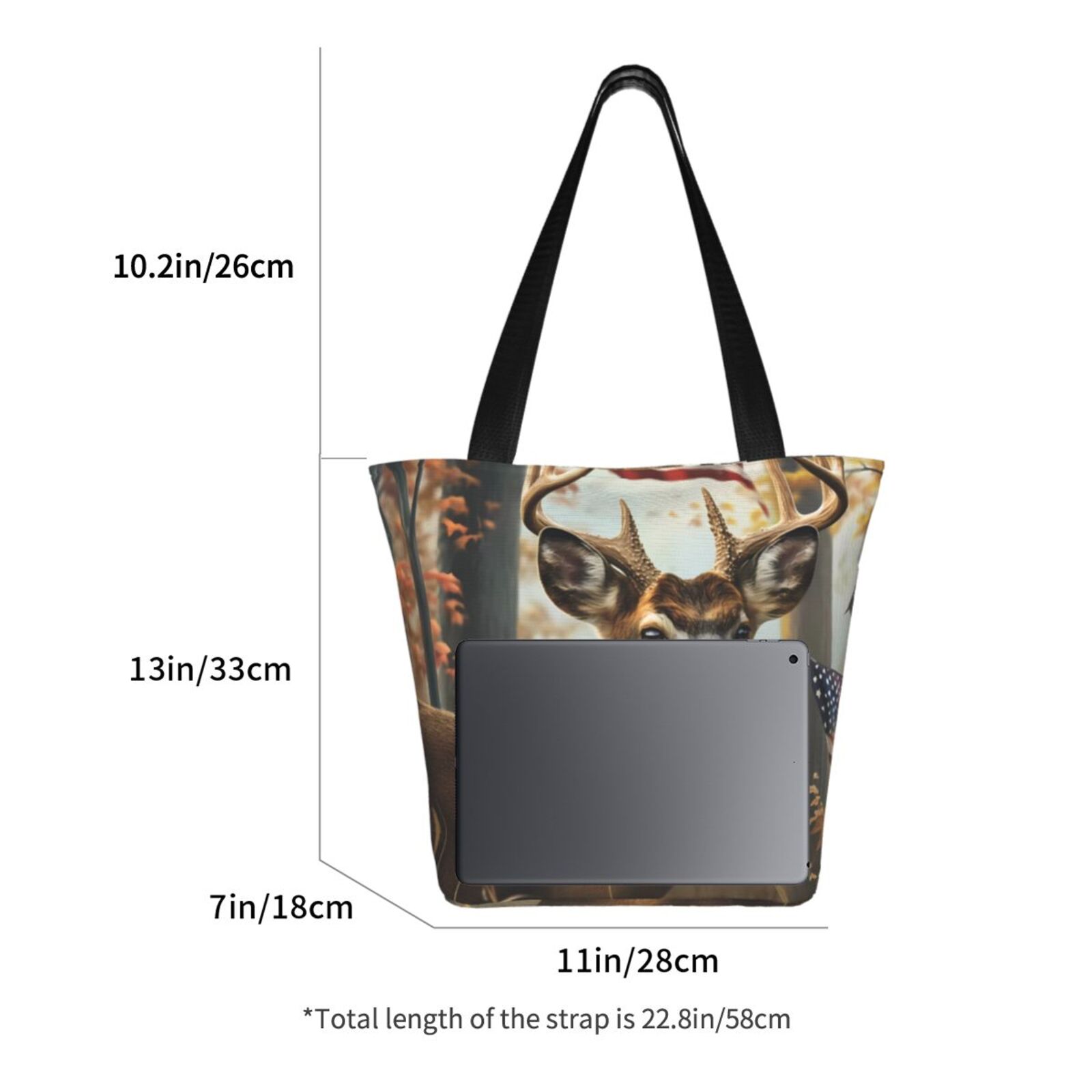 Ratiio American Wildlife Deer Forest Print Shoulder Bag for Women, Polyester Crossbody Purse Lightweight Handbag for Daily Travel and Casual Use