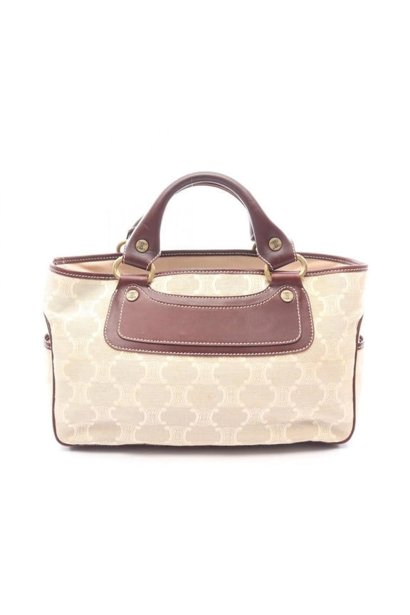 Pre-Owned Celine Boogie Bag Handbag, Canvas and Leather, Women's, Beige/Brown