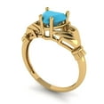 thumbnail image 2 of 1.06 ct Heart Cut Simulated Turquoise Claddagh 18K Yellow Gold Womens Engagement Ring, 2 of 5