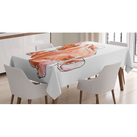 

Animal Decor Tablecloth Little Cute Baby African Safari Elephant Fall Down Watercolored Artwork Rectangular Table Cover for Dining Room Kitchen 60 X 90 Inches Orange and White by Ambesonne