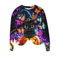 thumbnail image 4 of VKOYWKM Women's Halloween Graphic Sweatshirt Pumpkin Black Cat Graphic Sweatshirts Crew Neck Pullover Long Sleeve Party Halloween Sweatshirts, 4 of 6