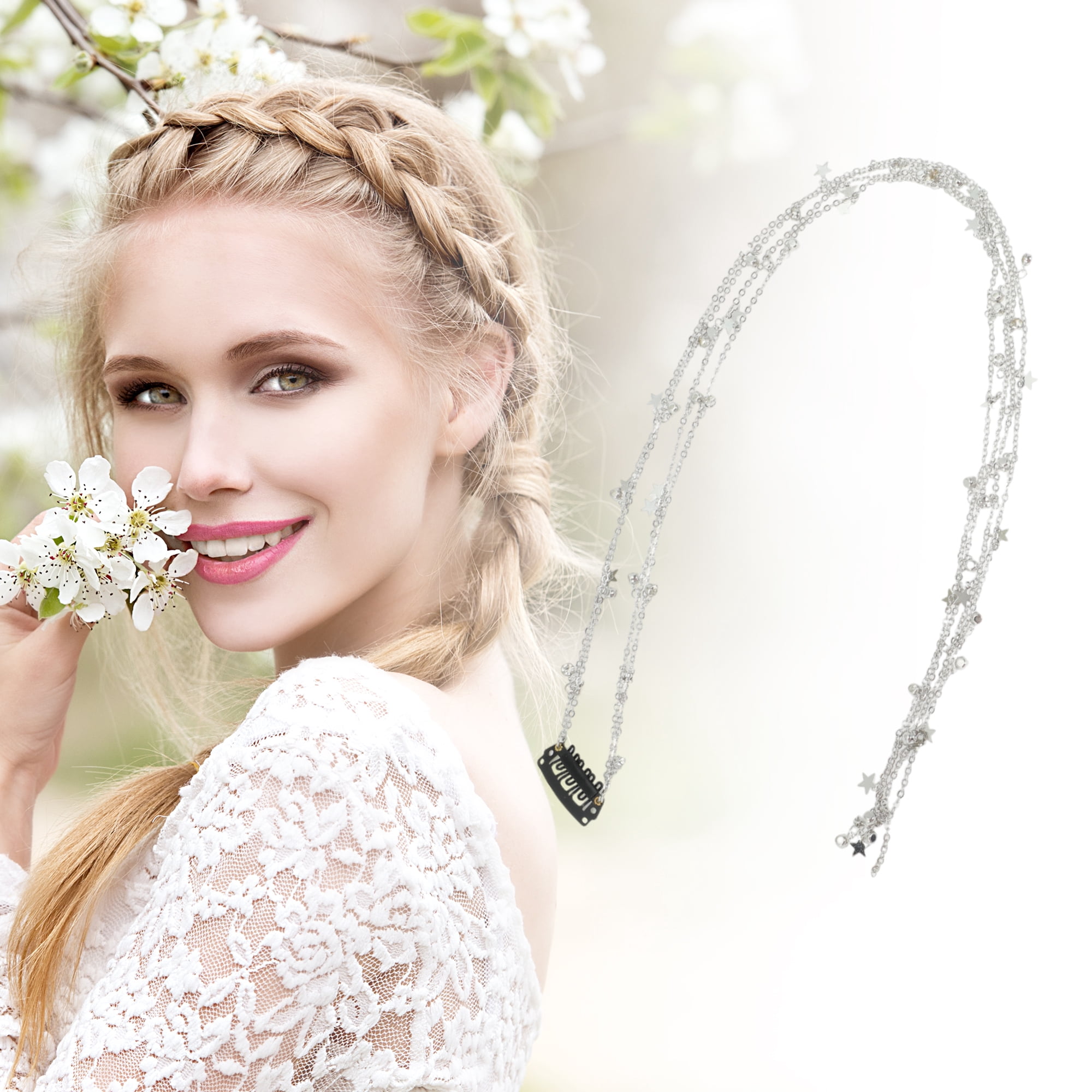 Unique Bargains Star Braided Hair Chain 1 Pc for All Occasions Vintage Silver Tone