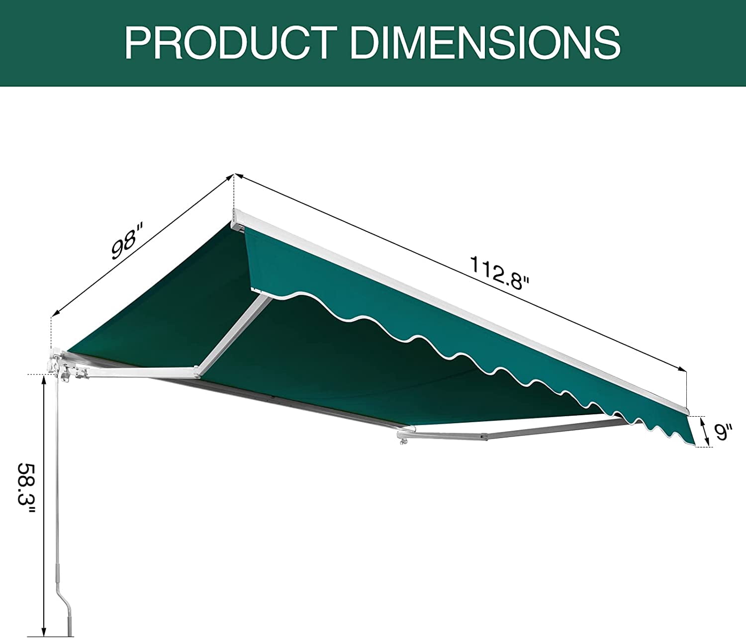 Buy FULLWATT 10’x8’ Retractable Patio Awning, Aluminum Patio Covers for