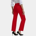 thumbnail image 4 of Women's Stretchy Bootcut Work Pants - High Waisted Slim Fit with Side Pockets, Red Size XXL, 4 of 5