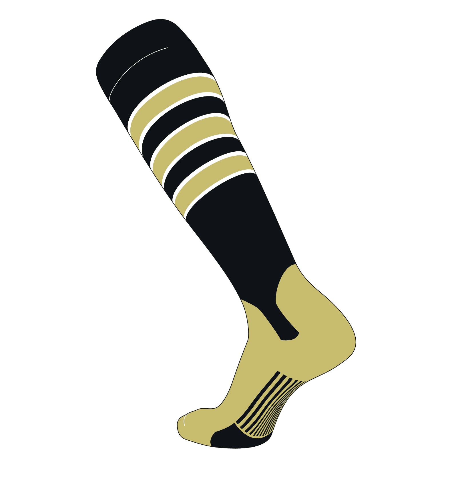 TCK Elite Baseball Knee High Stirrup Socks (D, 5in) Black, White, Vegas