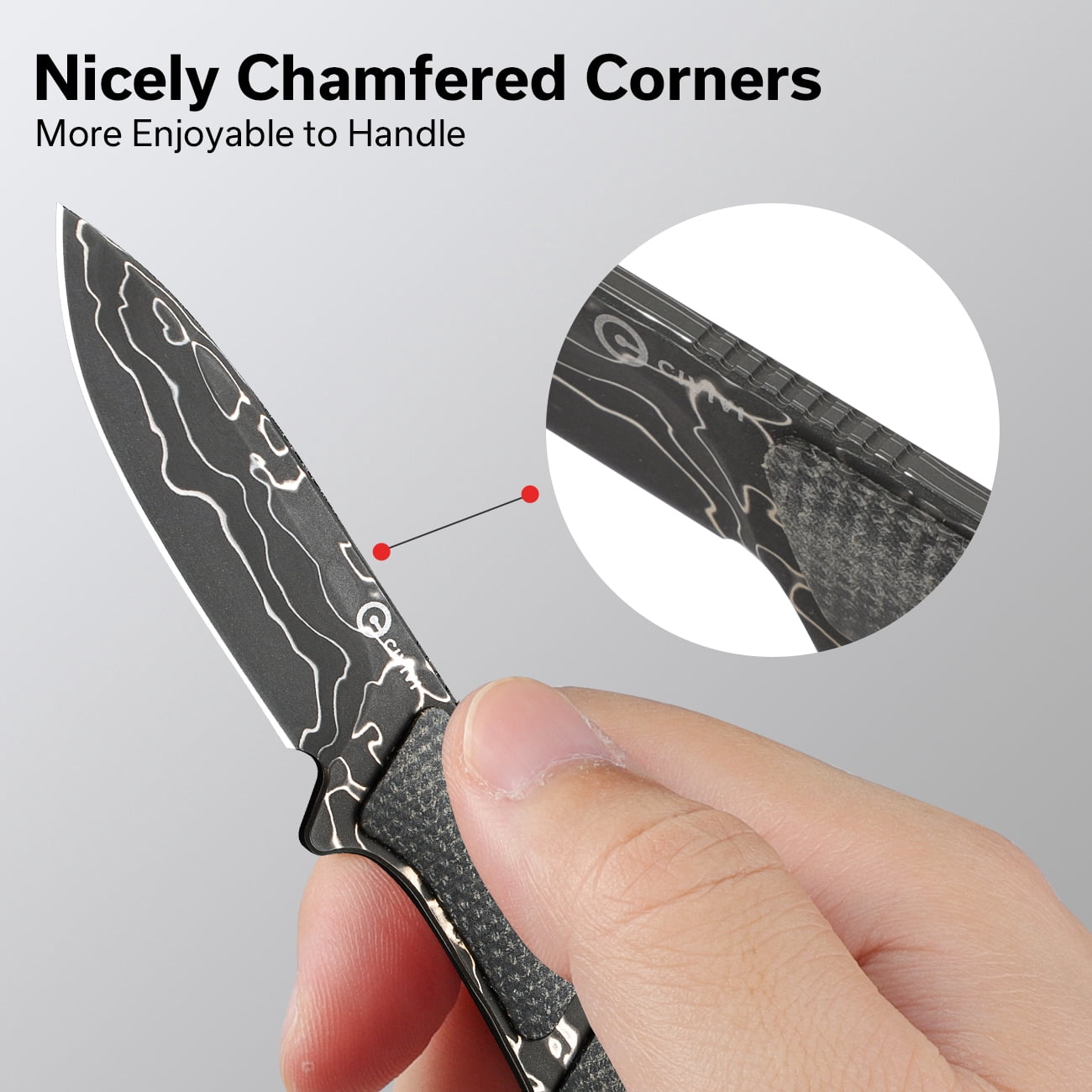 CIVIVI Mini Elementum Fixed Blade Knife with a Kydex Sheath and a Chain C23010-DS1