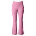 thumbnail image 4 of Sunnin Women Cargo Flare Pants Solid Color Fleece Lined Casual Lounge Pants with Pockets, 4 of 6