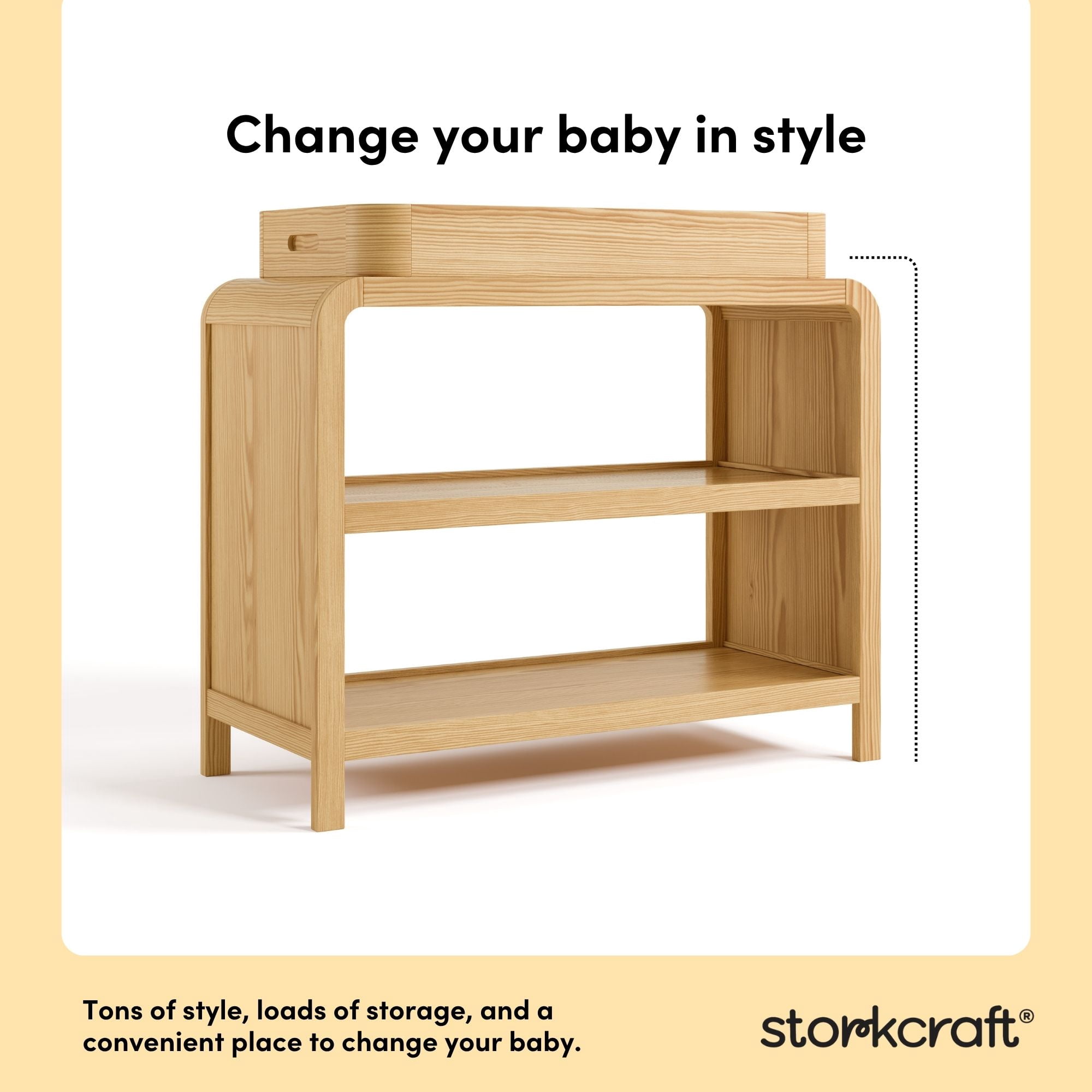 Storkcraft Santos Changing Table with Removable Infant Changing Table Topper, Natural