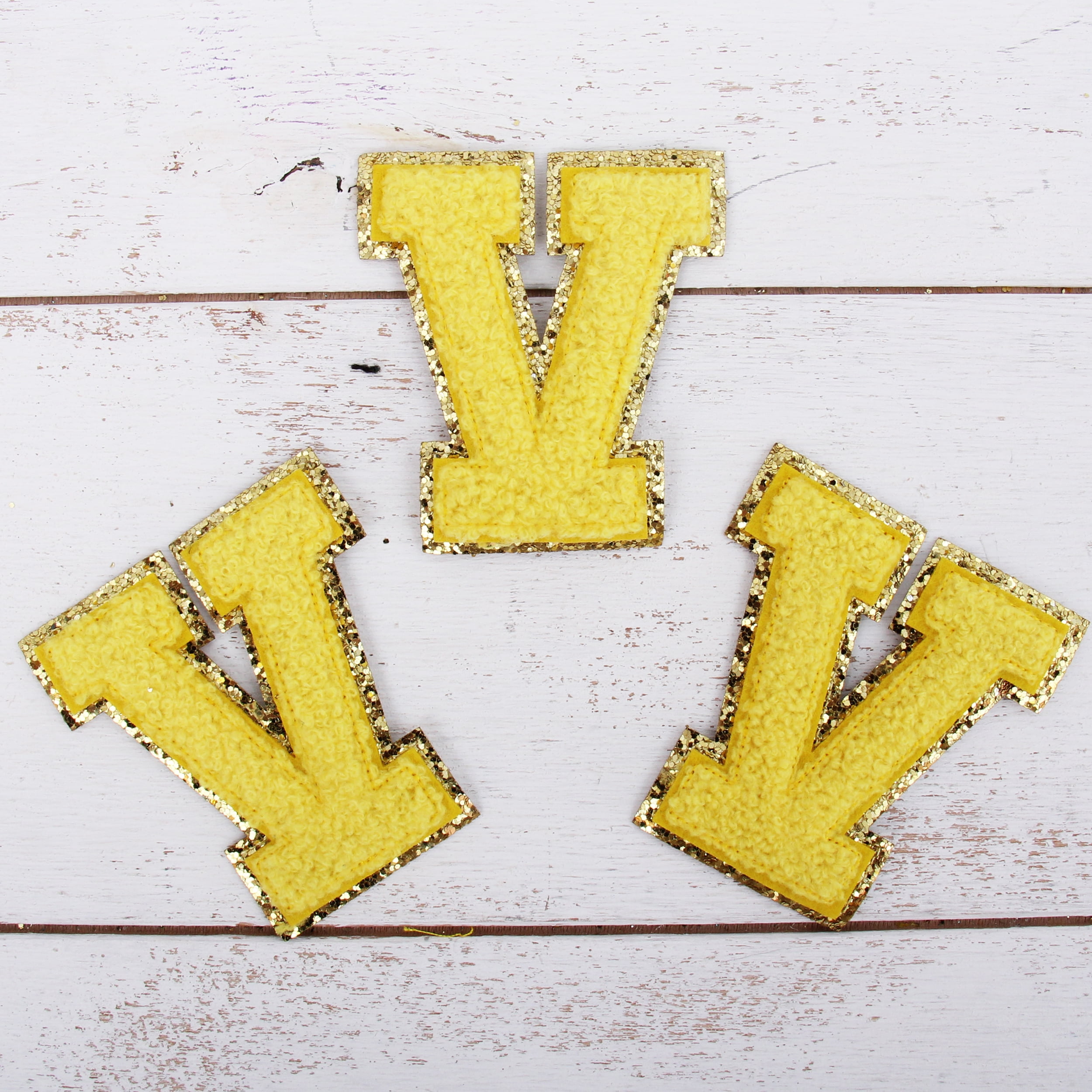 Large Yellow Embroidered Iron On Patch Letters — Patches R Us
