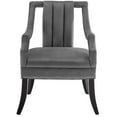 thumbnail image 5 of Contemporary Modern Urban Designer Living Room Lounge Club Lobby Accent Side Chair, Velvet Fabric Wood, Grey Gray, 5 of 7