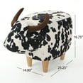thumbnail image 5 of Massy Cow Kids Ottoman 25 Inches, Black, White Velvet, Light Brown Horn, 5 of 5