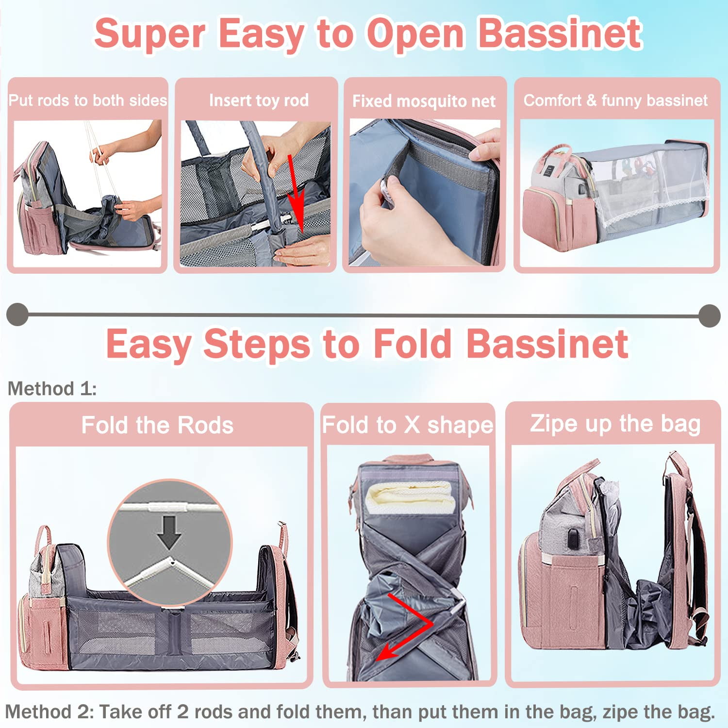 Diaper Bag for Travel, Baby Bag Diaper Bag with Changing Station Baby Girl Boy Waterproof Diaper Bag Backpack