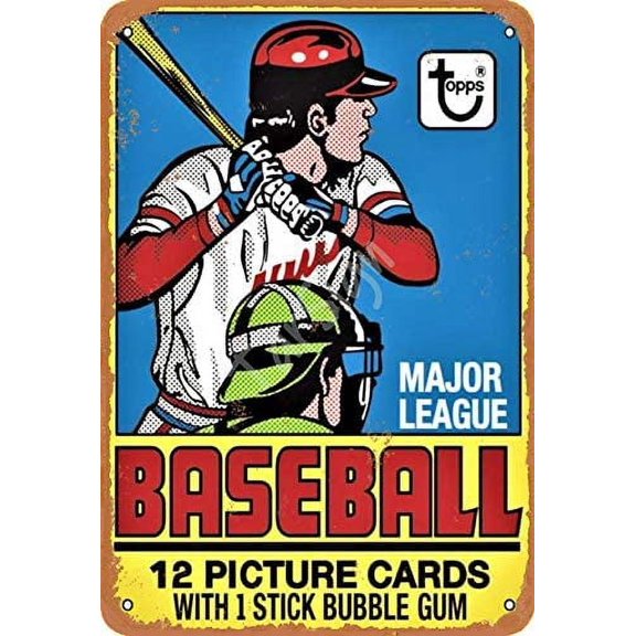 Baseball Picture Cards Vintage Tin Sign Logo 12 8 inches Advertising Eye-Catching Wall Decoration