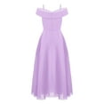 thumbnail image 2 of inhzoy Girls Junior Cold Shoulder V Neck Wedding Bridesmaid Dress Formal Party Evening Gowns Lavender 14, 2 of 5