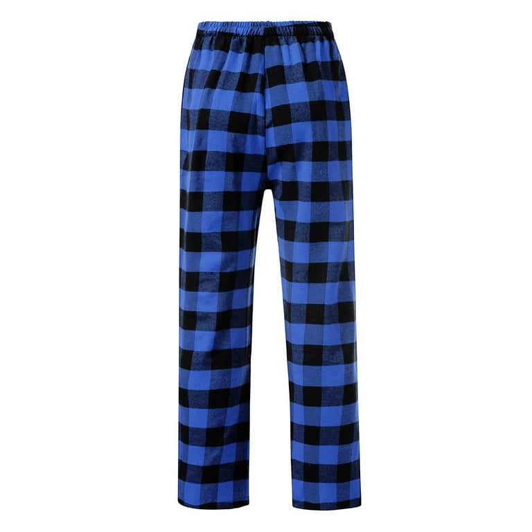 BLVB Womens Plaid Pajama Pants Comfy Loose Fit Lounge Sleep Bottom Wide Leg PJ Pants for Women with Drawstring Blue Walmart