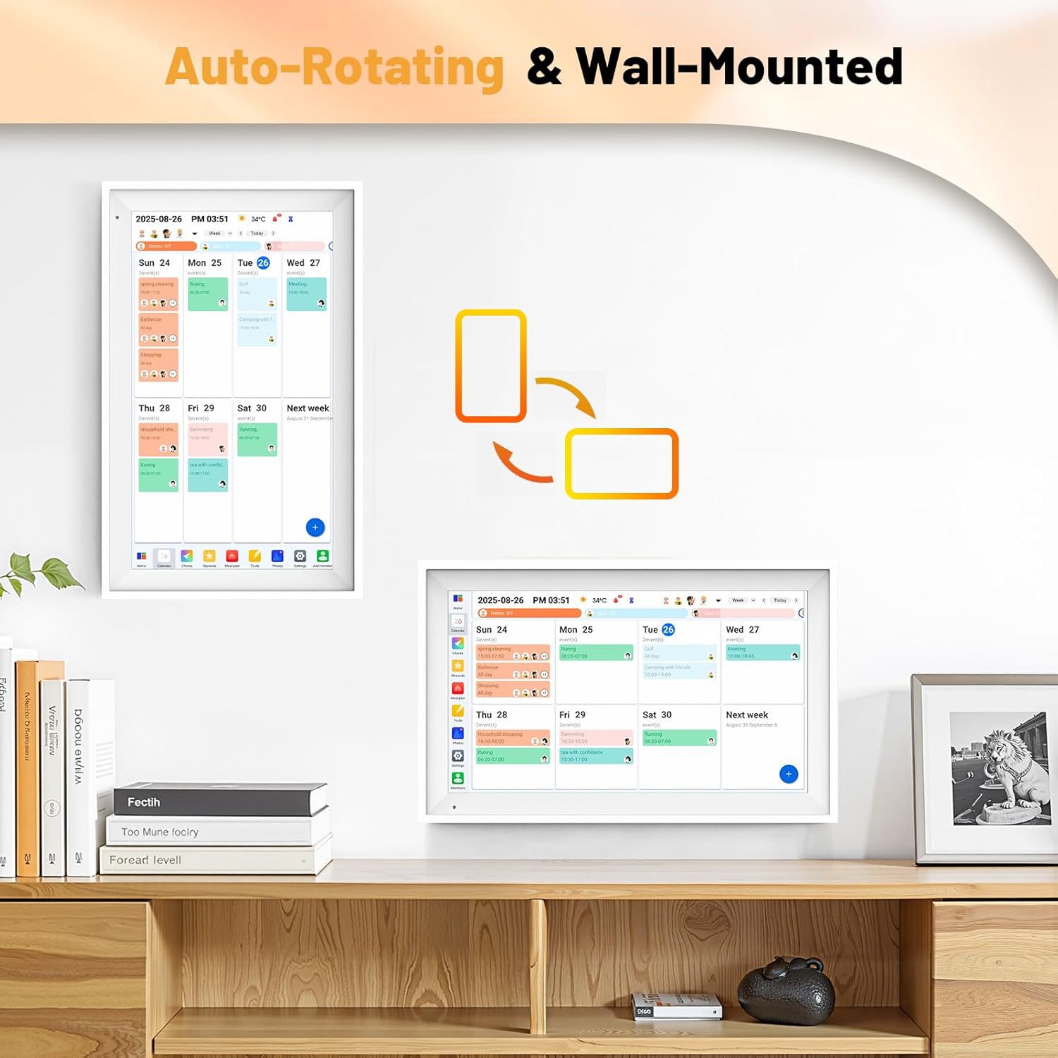 BekinTek 10.1 Inch Digital Calendar & Smart Chore Chart, 1080P Touchscreen Family Schedule Planner with 32GB WiFi, Meal Planner, Wall & Desk Mount