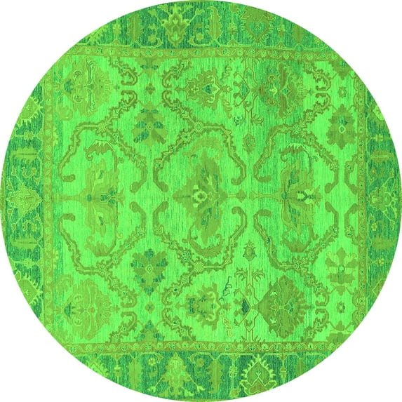 Ahgly Company Indoor Round Oriental Green Traditional Area Rugs, 5' Round
