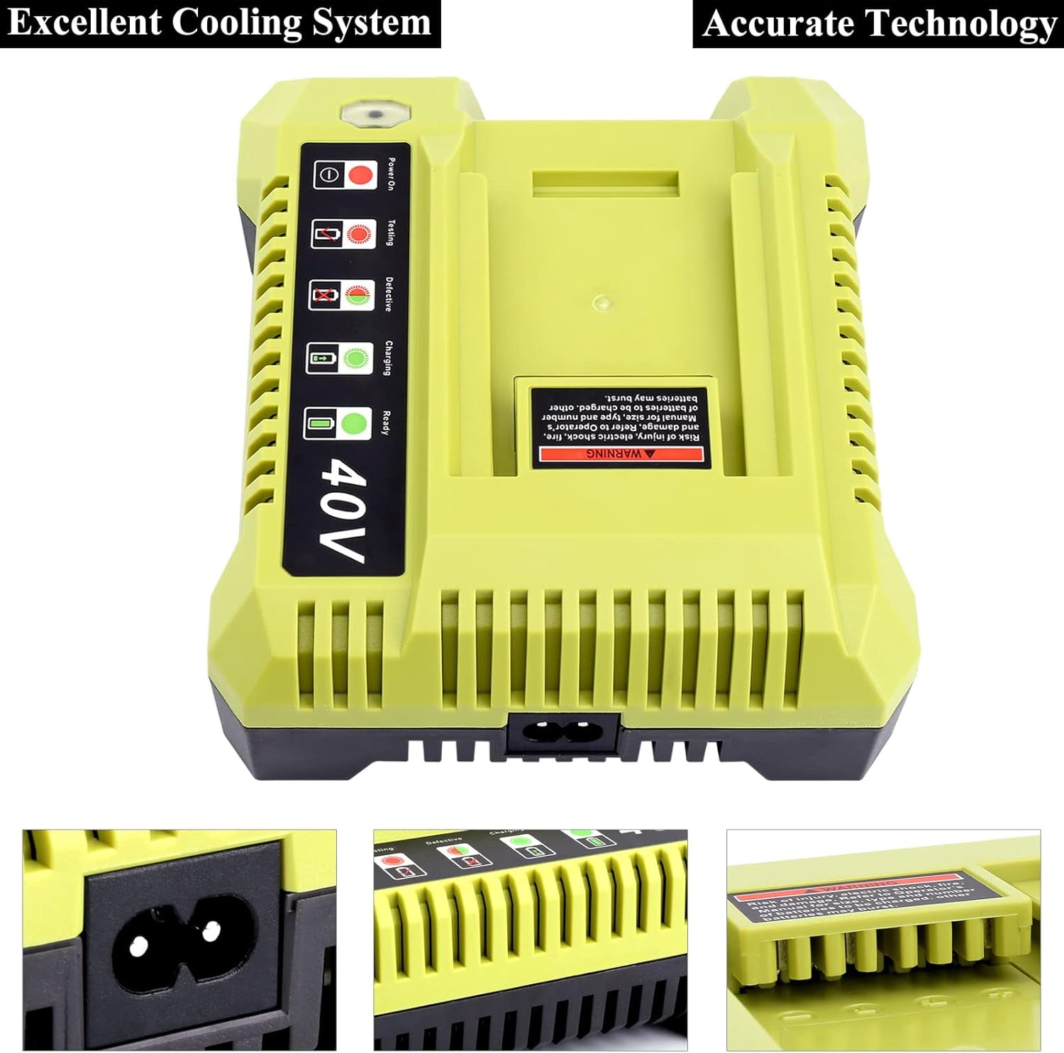 Replacement for Ryobi 40V Battery Charger, OP401 Charger Compatible with Ryobi 40V Lithium Battery OP4040 OP4050 OP4050A OP40601 OP4026 OP4015 OP4030 Fast Charger