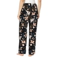 thumbnail image 3 of Uemuo Lilies Flowers Pattern Women's Wide Leg Palazzo Lounge Pants with Pockets Light Weight Loose Comfy Casual Pajama Pants-Small, 3 of 9