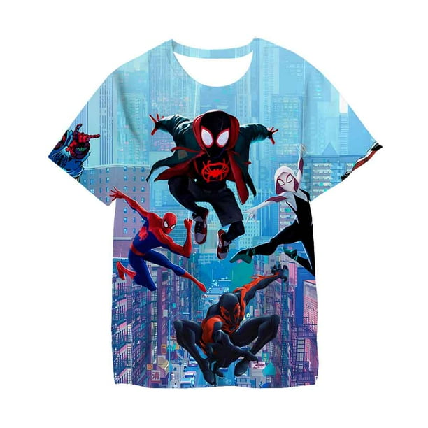 Superhero SPIDER-MAN T-Shirts Kids Boys Clothes 3-14Ys Summer Short Sleeve Children Clothing Boy Spiderman T-shirt Free Shipping14T Gong Bohan LED