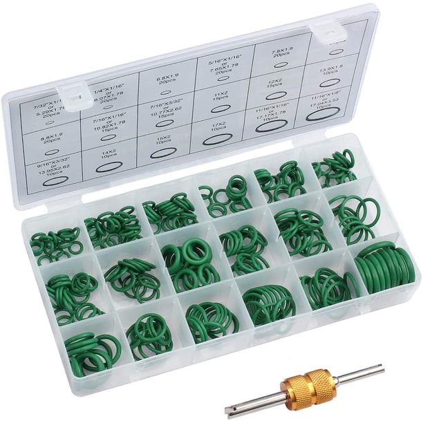 Abastado 270PCS Kit de juntas tóricas 18 rejillas aire acondicionado reemplazo hidráulico anillo de sellado puerta, ventana, electrodoméstico, cojinete, bomba, accesorios de riego verde tienen un