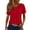 Red, variant on Womens Summer Tops Crewneck Short SLeeve Loose Fit Solid Colored Tees Button Down Spring Fashion ed T Shirts Trendy Clothing