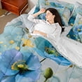 thumbnail image 4 of Homewish Blue Flower Floral Twin Bedding Sets 7-Piece for Women, Fashion Marble Artwork Bedding Comforter Set, Splash Watercolor Reversible Sheet Sets, Luxury Bedroom Decor, 4 of 7