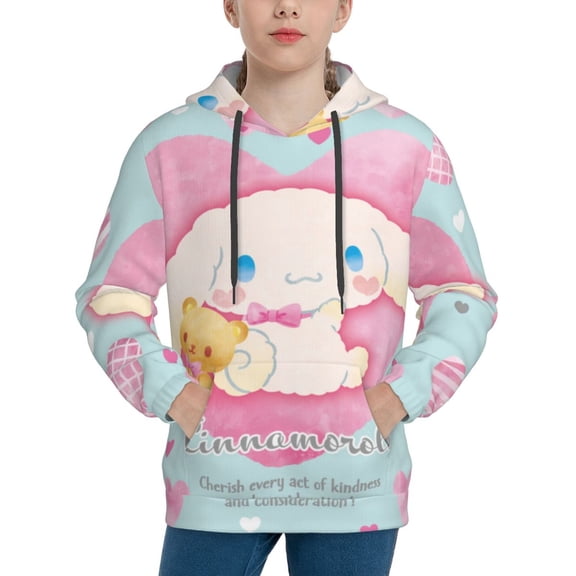 Sanrio Cinnamoroll Kids' Hoodie 3d Print Sweatshirt Soft Pullover Hooded With Big Pockets Fans Gifts For Boys Or Girls Small
