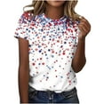 thumbnail image 2 of Cavosen Red White and Blue Tops for Women Petite Patriotic Short Sleeve Crewneck Tops USA Star Striped Print T Shirts Lady XL Independence Day Casual Shirts 4th of July Tunic Tees Patriotic Outfits, 2 of 5