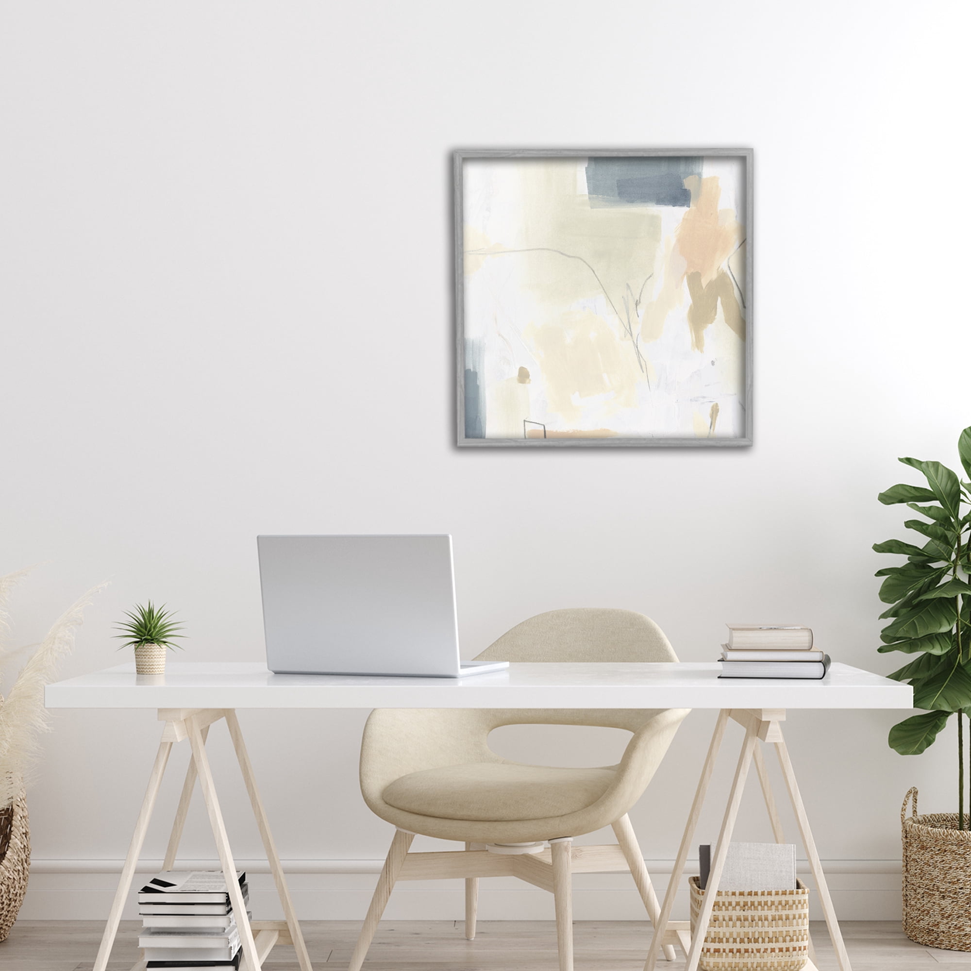 Stupell Industries Plaster Line Abstract Gray Framed Giclee Art, design by June Erica Vess