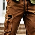 thumbnail image 4 of Mifsaly Mens Cargo Pants with Multi Pockets Elastic Waist Drawstring Utility Work Trousers Comfortable Relaxed Fit Outdoor Hiking Training Bottoms, 4 of 5