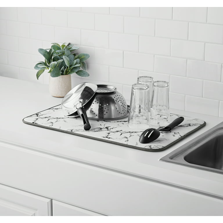 Kitchen Basics Reversible Microfiber Dish Drying Mat - Gray - 16 x 18 